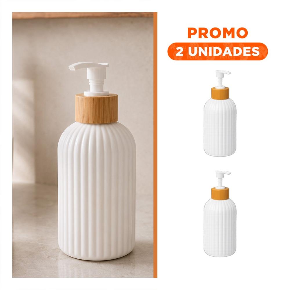 Pack2 Envase para Crema Liquida Cilindro con Rayas Color Blanco 7x19cm