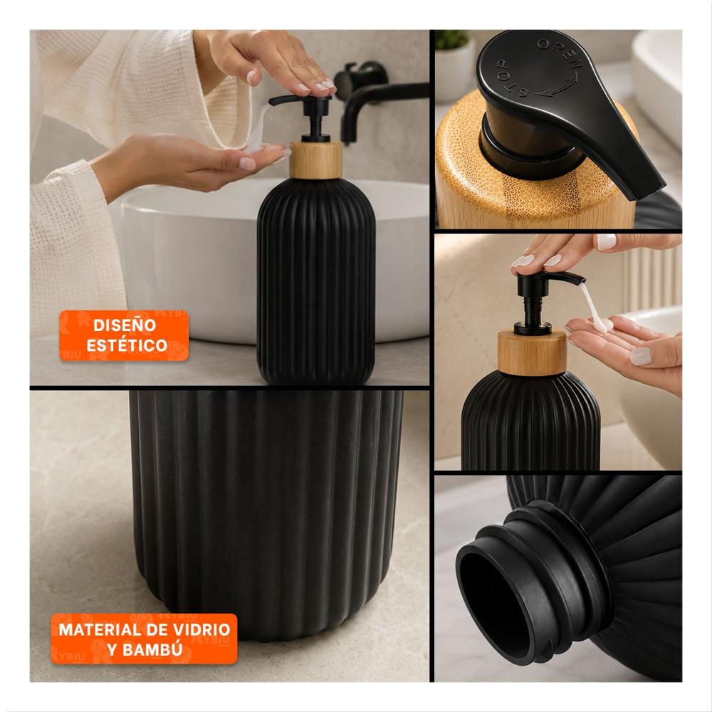 Dispensador para Locion Cilindro Color Negro con Rayas 7x19cm