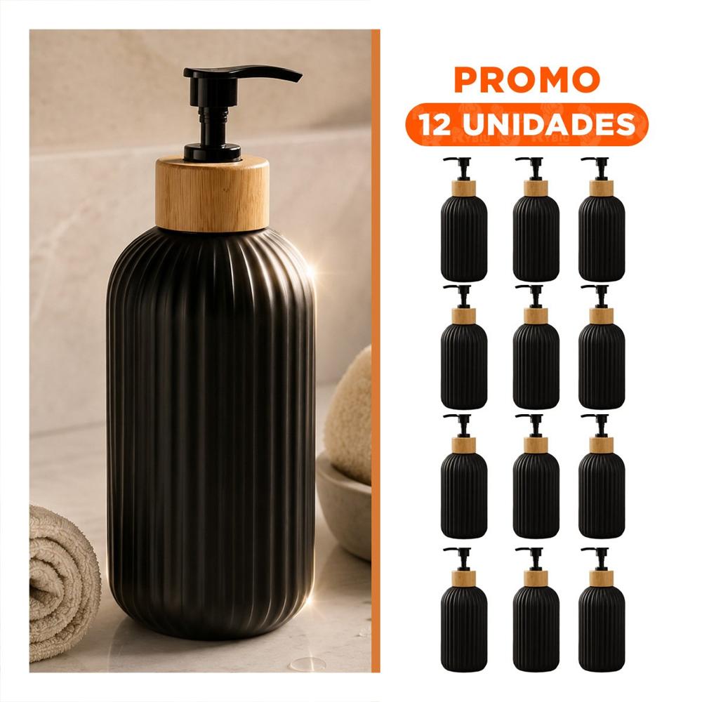 Pack12 Contenedor para Bano Cilindro Negro con Acabado Dorado 7x19cm YRegalo Sticker