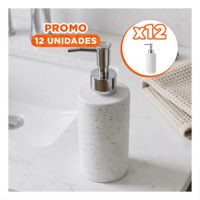 Pack12 Envase para Gel de Ducha Cilindro Color Blanco con Puntos Dorados