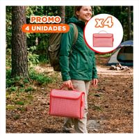 Pack4 Cobija Tipo Cartera Doble Tela para Parque y Playa Color Rojo YPapel Regalo