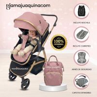 Coche Moisés Travel System SPEED PRINCE MINUS con Mochila Pañalera Pink
