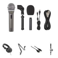 Samson Q2U Kit de Grabación y Podcasting con Micrófono Dinámico, Auriculares de Estudio