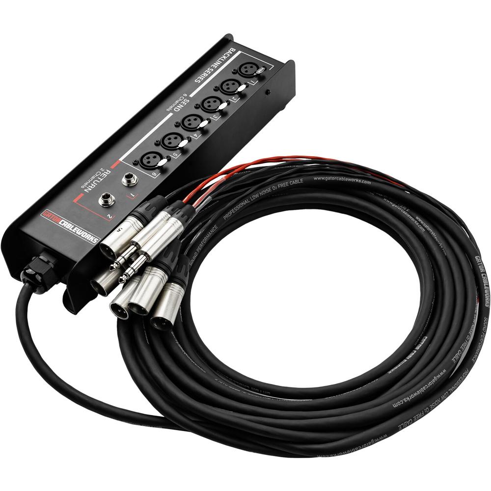 Gator Cableworks Backline Series Snake 6 Canales con 2 Retornos 30' - Conectores XLR y TRS