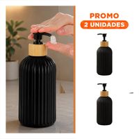 Pack2 Envase para Crema Liquida Cilindro con Rayas Color Negro 7x19cm