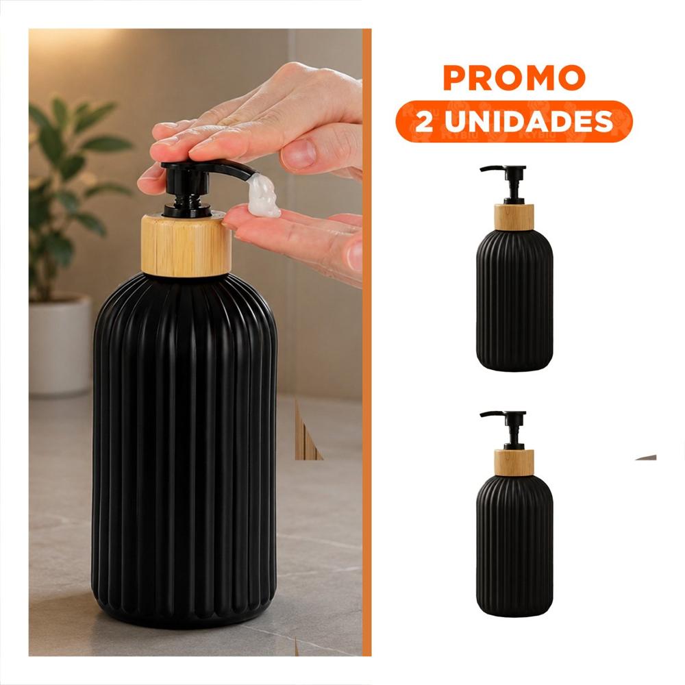 Pack2 Envase para Crema Liquida Cilindro con Rayas Color Negro 7x19cm