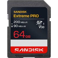 SanDisk Extreme PRO UHS-I SDXC 64GB - V30, 200 MB/s de lectura, 90 MB/s de escritura, resi