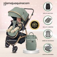 Coche Moisés Travel System SPEED PRINCE MINUS con Mochila Pañalera Green