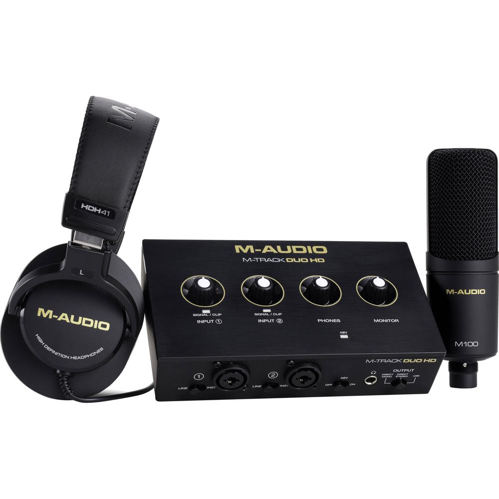 M-Audio M-Track Duo HD Producer Pack - Interfaz de audio USB-C, micrófono condensador M10