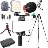 Movo Photo Kit de Vlogging iVlogger-PRO con Trípode de Aluminio MV-T5 y Micrófono Shotgu
