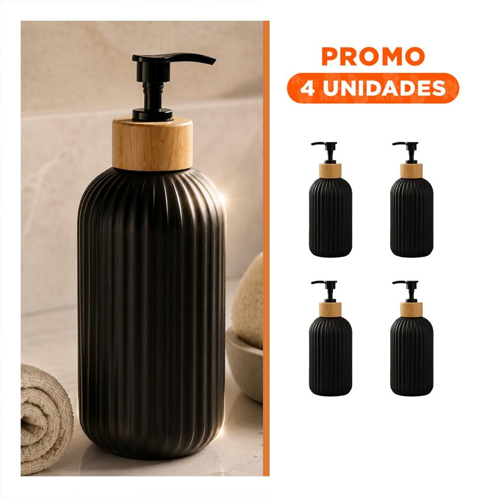 Pack4 Dispensador Multiuso Cilindro Negro con Acabado Dorado 7x19cm YRegalo Sticker