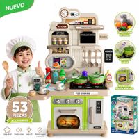 Juguete Cocina Interactiva Verde 53 Piezas Con Sonidos Luces y Agua