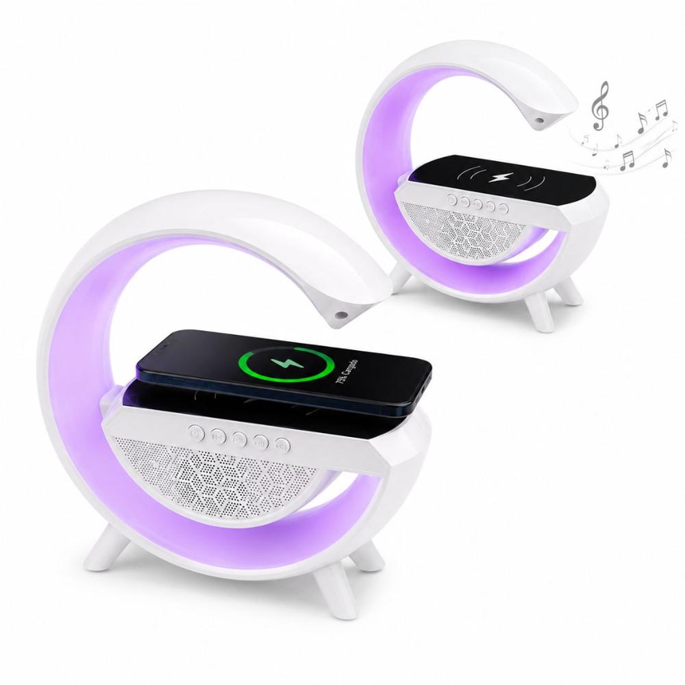 Lámpara LED RGB Inteligente 3 en 1 Cargador Inalámbrico Parlante Bluetooth BT2301