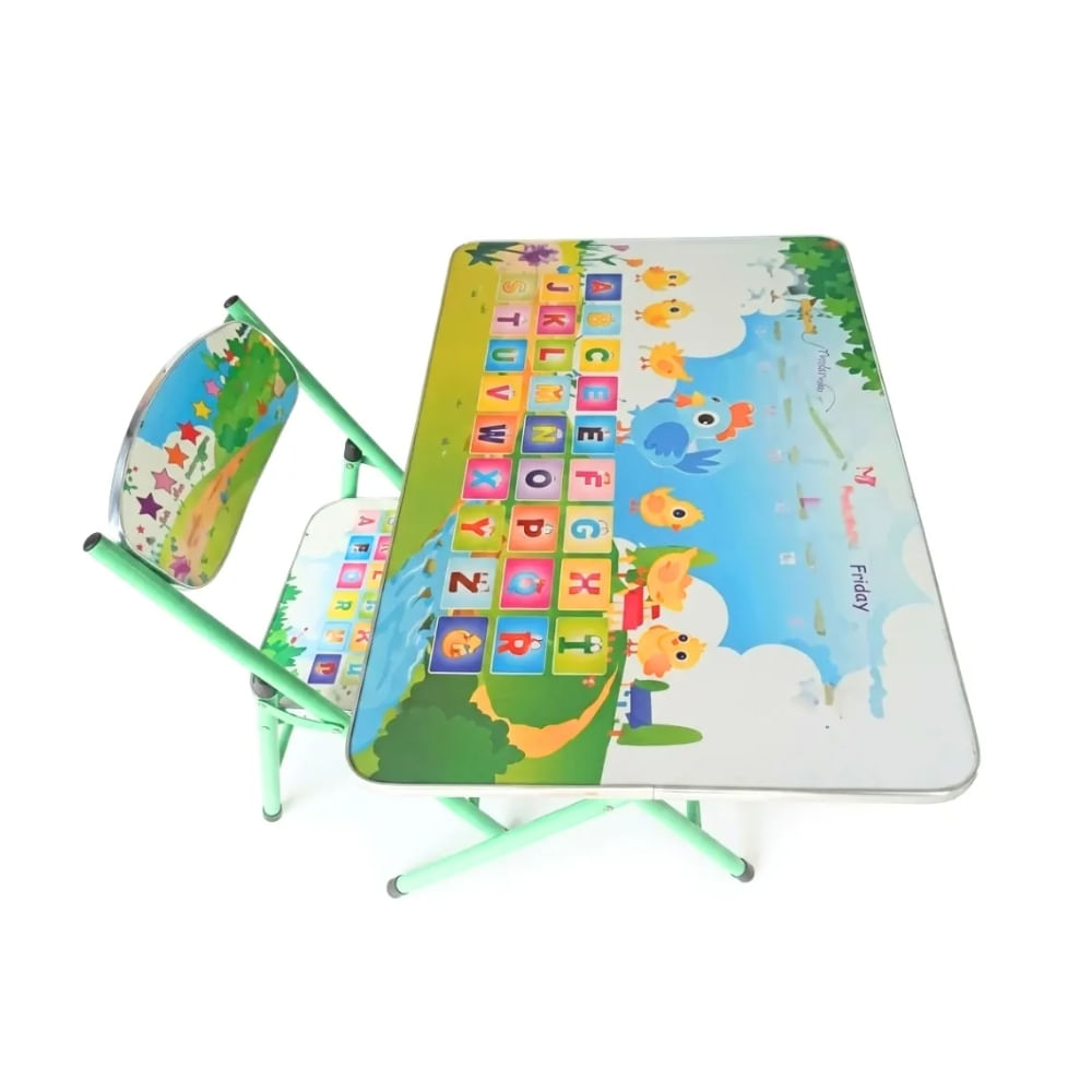 Set Escritorio y Silla Portatil Diseño Pollitos y Abecedario para Niños