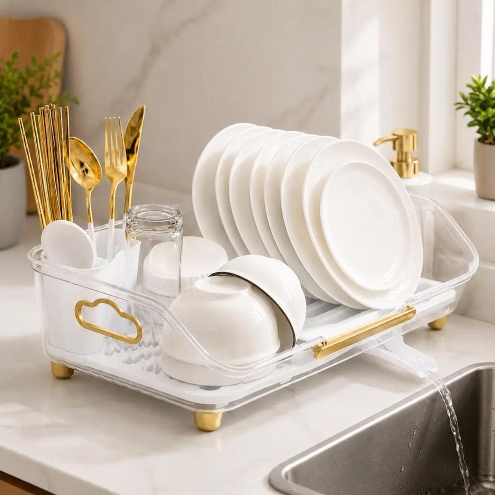 Escurridor de Platos con Drenaje Giratorio Abigail Transparente  856VR01