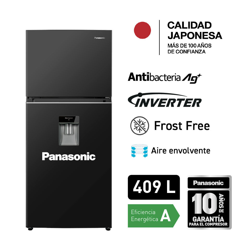 Refrigeradora Panasonic Top Freezer 409 L Negro BT34