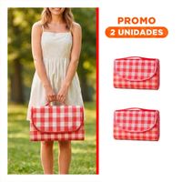Pack2 Manta Practica Tipo Cartera 160x200cm para Uso en Campo Color Rojo