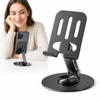 Soporte para Celular de Metal Gris 8562 Ajustable Plegable Giratorio 360