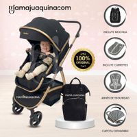 Coche Moisés Travel System SPEED PRINCE MINUS con Mochila Pañalera Black