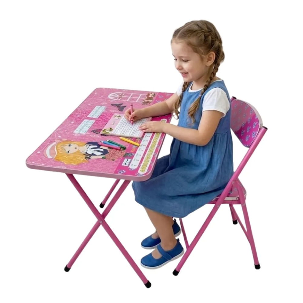 Set Escritorio y Silla Portatil Diseño Chica Chic para Niños