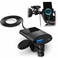 Cargador para Moto Motocicleta 12V-24V 18W-30W Doble Puerto Carga Rápida USB-Tipo C