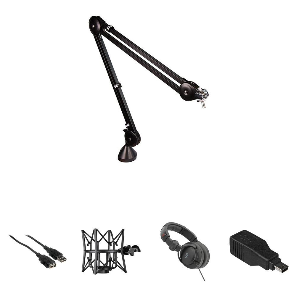 RODE Kit Esencial de Montaje para Micrófonos USB con Brazo de Resorte y Auriculares