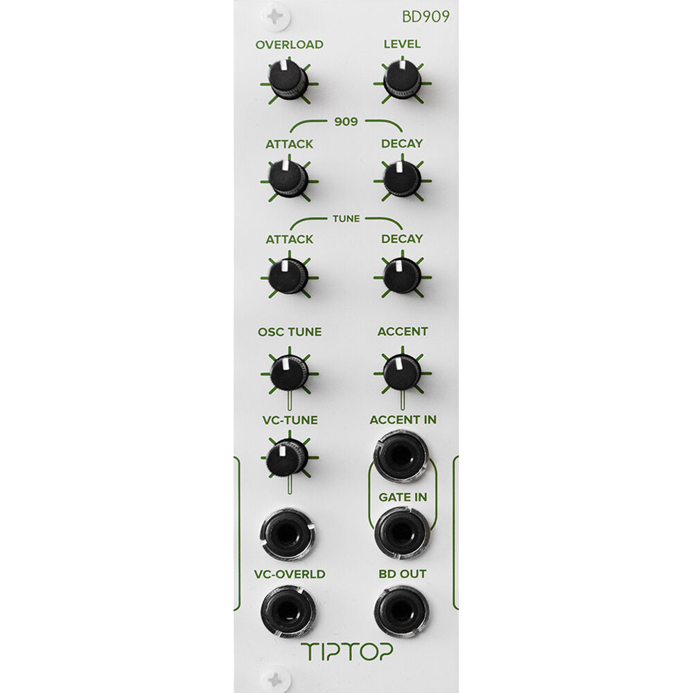 Tiptop BD909 Módulo de Batería de Bajo para Eurorack (8 HP, Blanco) - Circuito Analógic