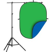 Impact Kit de Fondo Chroma 5x7' Doble Cara Azul/Verde con Soporte Boom de 13' y Sujetadore