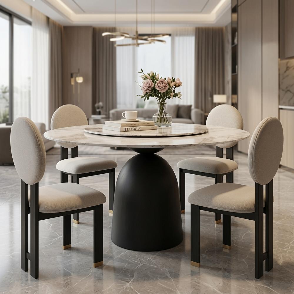 Juego de comedor minimalista Andrea TU MESITA 4 sillas Negro Blanco
