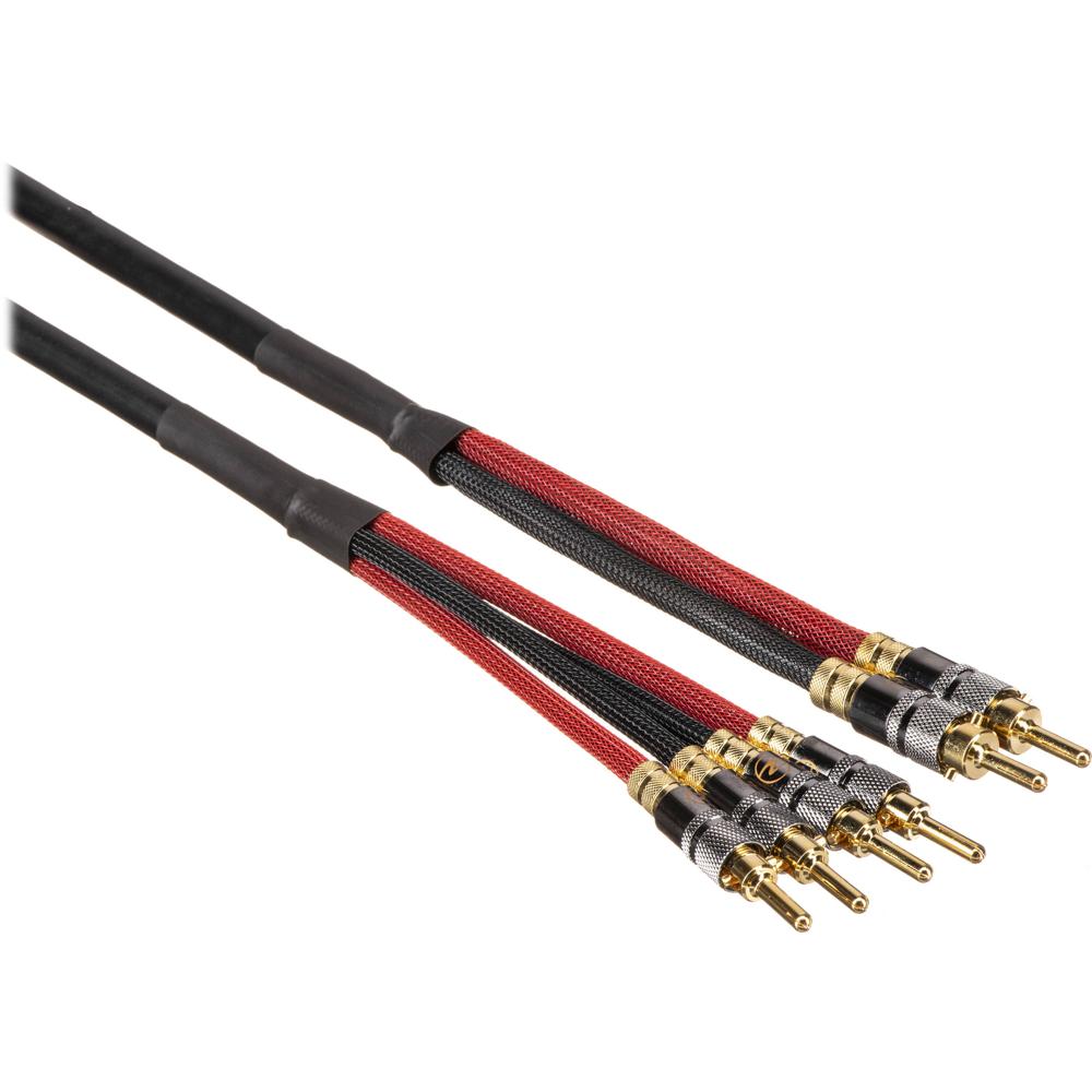 Canare 4S11 Cable de Altavoz Bi-Wire 50' - Conectores 2-Banana a 4-Banana, Cobre Estratifi