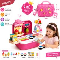 Juguete Set de Helados y Postres 2 en 1 Maletin Rosado 008-709A