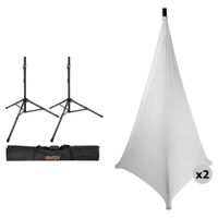 Auray Kit de Soporte para Altavoces PA con Dos Trípodes Ajustables y Funda (Blanco)