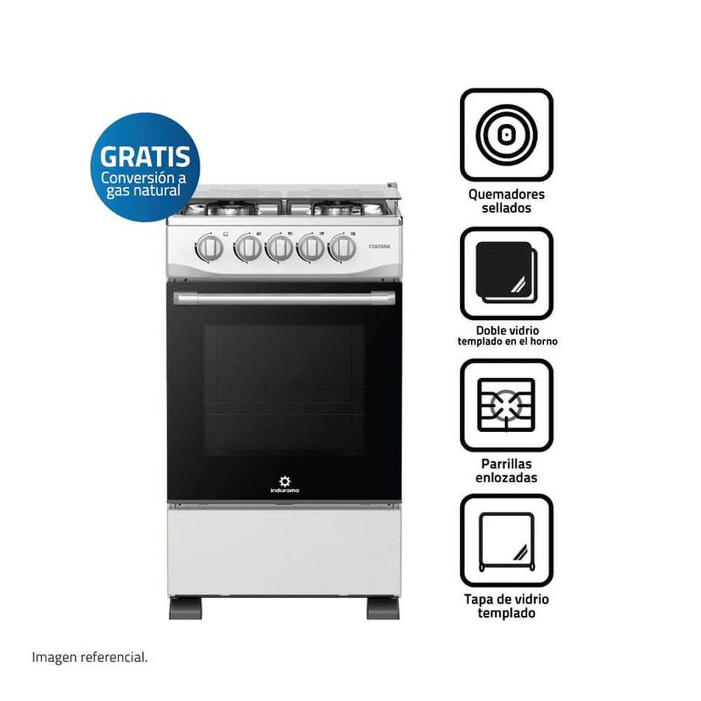 Cocina a Gas Indurama Fontana 20"" 4 Hornillas Gris
