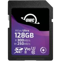 OWC Atlas Ultra SDXC 128GB UHS-II V90 - 300 MB/s Lectura, 250 MB/s Escritura, Resistente a