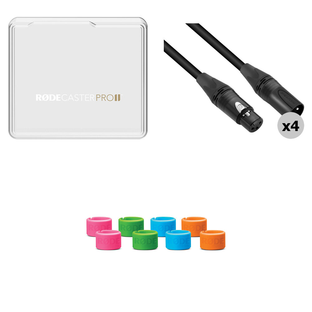 RODECover II Funda de Policarbonato para RODECaster Pro II con Cuatro Cables XLR de 10' y