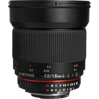 Samyang Lente 16mm f/2.0 ED AS UMC CS para Nikon - Montura F, Apertura f/2.0-22, Enfoque M