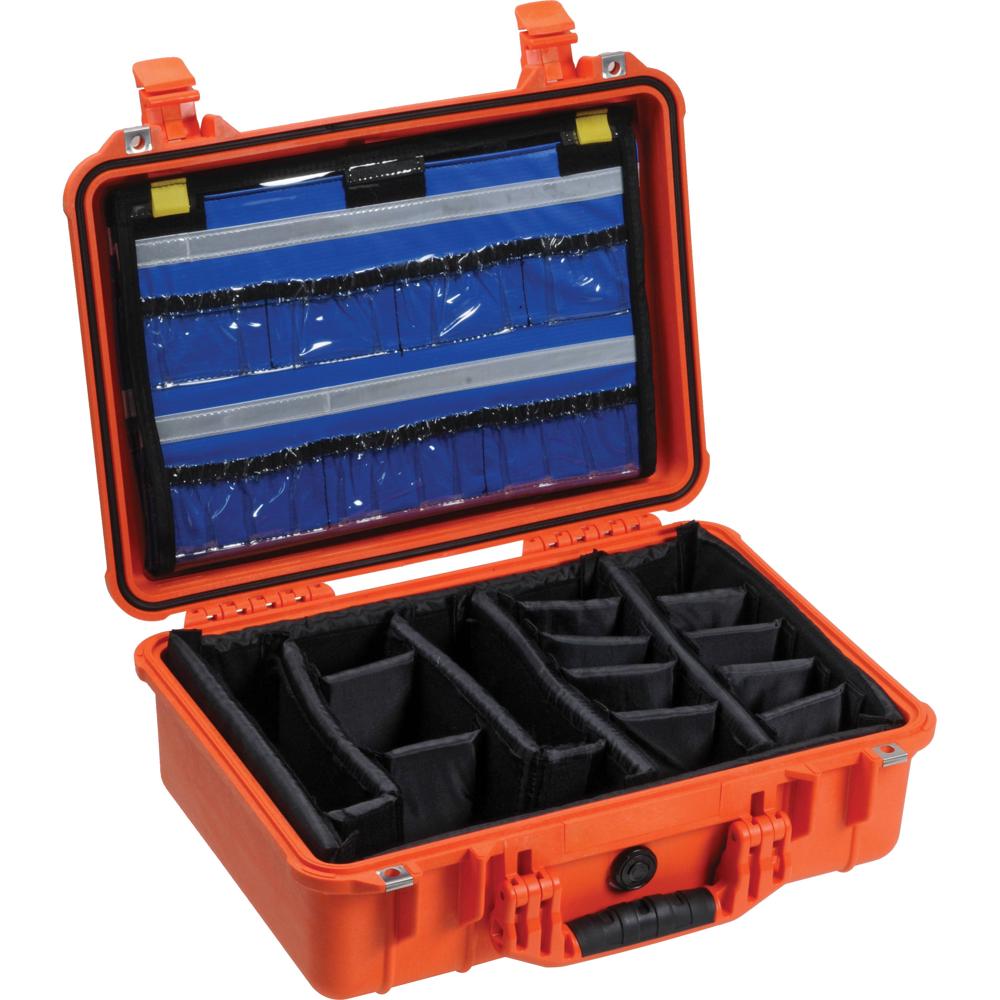 Pelican 1500EMS Caja Dura Impermeable con Organizador EMS y Divisores - Naranja