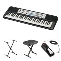 Yamaha Teclado Portátil YPT-380 61 Teclas Sensibles al Tacto con Soporte, Banco y Pedal