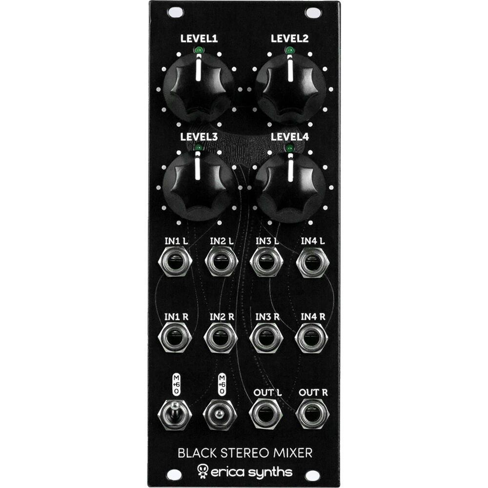 Erica Synths Mixer Estéreo V3 Módulo Eurorack 10 HP - 4 Entradas Estéreo con Control de