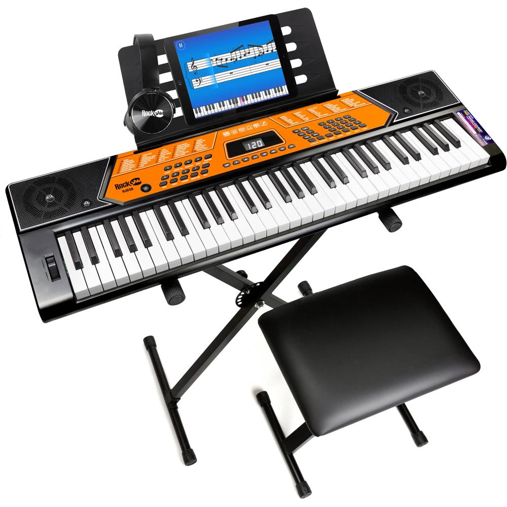 RockJam Teclado Portátil RJ650-SK 61 Teclas con 200 Sonidos y Ritmos, Altavoces Integrado
