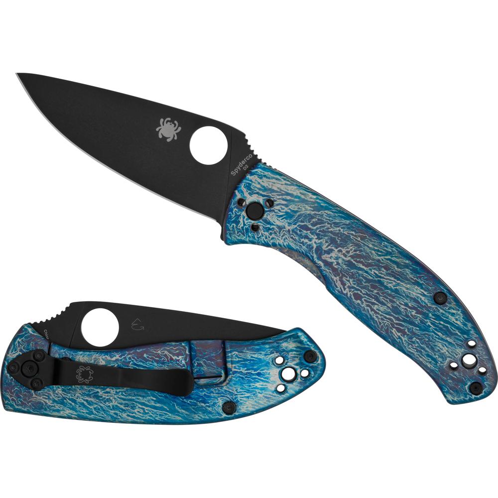 Spyderco Cuchillo Plegable Tenacious 3.35"" Acero Inoxidable 8Cr13MoV, Mango de Titanio Azu