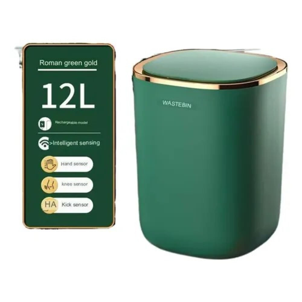 TACHO DE BASURA INTELIGENTE CON SENSOR AUTOMATICO DE 12 LITROS WASTEBIN VERDE