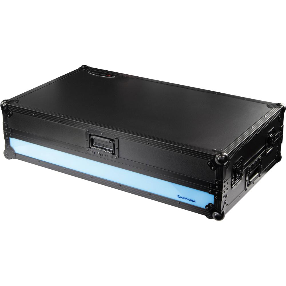 Odyssey Flight Case LED para AlphaTheta XDJ-AZ, 1 RU, con Plataforma Deslizante y Ruedas E