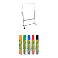 Luxor Pizarra Magnética Móvil Reversible 35.5 x 47.25"" con Kit de Marcadores PILOT V