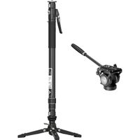 YC Onion Monopod Pineta Pro de Fibra de Carbono con Base de Pedal y Cabezal Fluido FH60