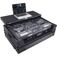 ProX Flight Case para Controlador DJ RANE Four con Estante para Laptop y LED RGB, 1 RU, Ne
