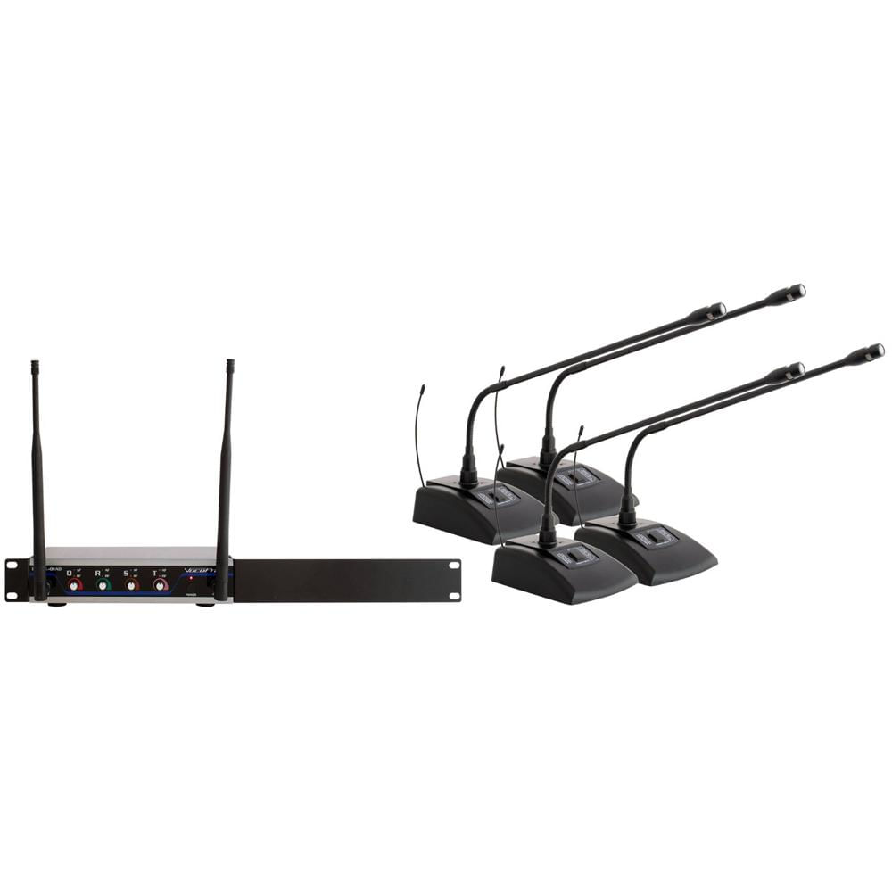 VocoPro Sistema Inalámbrico Digital-Quad-C-500 con Cuatro Micrófonos de Mesa