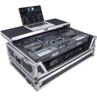 ProX Flight Case para Controlador DJ RANE Four con Estante para Laptop y Ruedas (1 RU, Alu