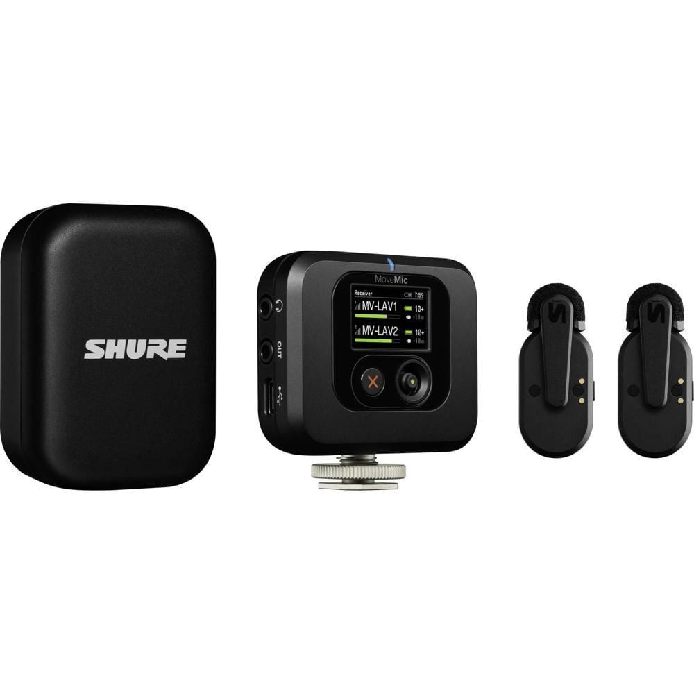 Shure MoveMic Two Receiver Kit - Sistema de micrófono inalámbrico clip-on para 2 persona