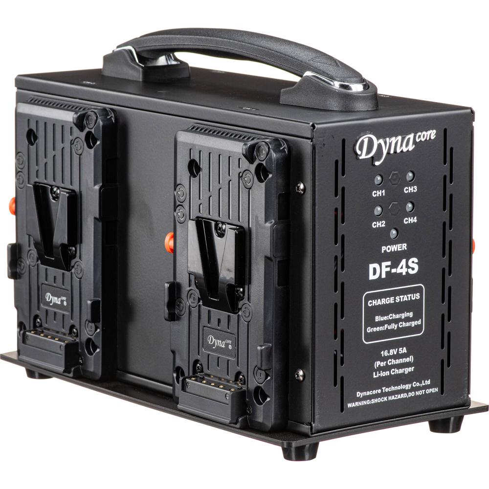 Dynacore DF-4S Cargador Rápido de Baterías Cuádruple (V-Mount) - Carga Simultánea, 16.